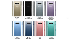 Samsung Galaxy Note 8 sẽ có 8 phiên bản màu sắc khác nhau cực đẹp