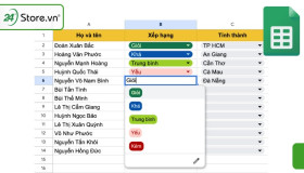 Cách tạo lựa chọn trong Google Sheet CÓ MÀU