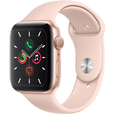 apple watch series 5 - 44mm - gps - mat nhom, day cao su hong