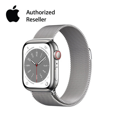 apple watch series 8 - 41mm - lte - mặt thép, dây thép | chính hãng vn/a