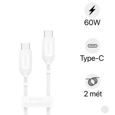 Cáp Mophie Essential USB-C to USB-C 60W 2m