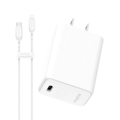 Combo Cốc sạc Mophie Essential 1C PD 30W và Cáp Mophie Essential USB-C to Lightning 1M
