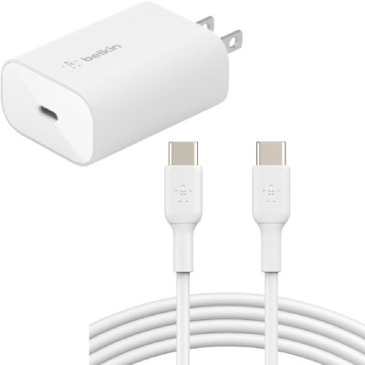 Combo Cốc sạc nhanh Belkin 25W USB-C và Cáp Belkin Type C to Type C 1m vỏ nhựa 60W