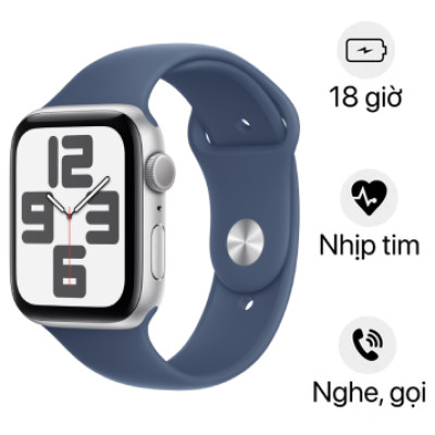 Apple Watch SE 2 2024 - 44mm - GPS - Viền nhôm, dây cao su | Chính hãng VN/A