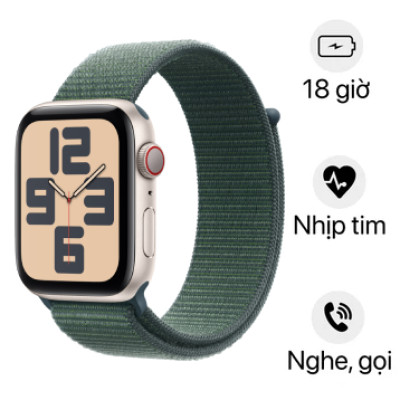 Apple Watch SE 2 2024 - 44mm - LTE - Viền nhôm, dây quấn thể thao | Chính hãng VN/A