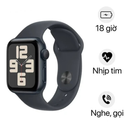 Apple Watch SE 2 2024 - 40mm - GPS - Viền nhôm, dây cao su Size M/L | Chính hãng VN/A