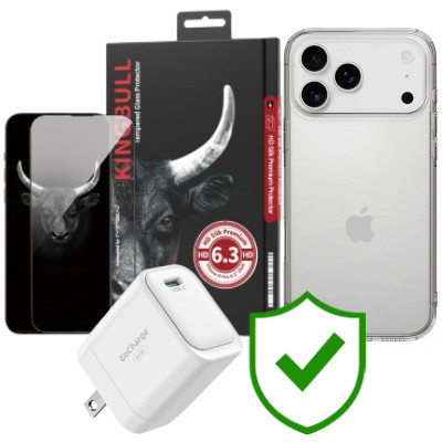 Combo VIP iPhone 17 Pro (Cốc 45W INNOSTYLE+Dán KINGBULL+Ốp MIPOW+VIP 24 Tháng toàn diện)