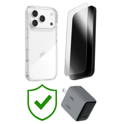 Combo VIP iPhone 17 Pro (Cốc 45W Aukey+Dán ZAGG+Ốp ZAGG+VIP 24 Tháng toàn diện)