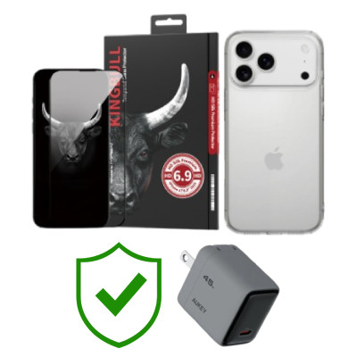 Combo VIP iPhone 17 Pro Max (Cốc 45W Aukey+Dán KINGBULL+Ốp MIPOW+VIP 24 Tháng toàn diện)