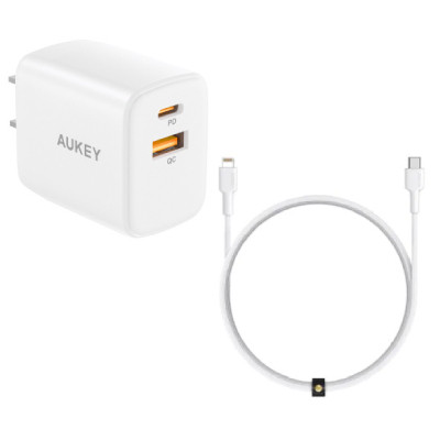 Combo Cốc 22.5W + Cáp C to L Aukey
