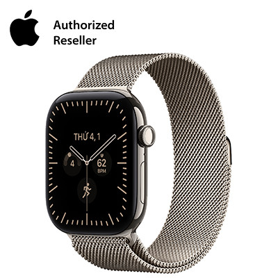 Apple Watch Series 12 46mm GPS + Cellular - Viền Titan, Dây Milan Size M/L Tự Nhiên