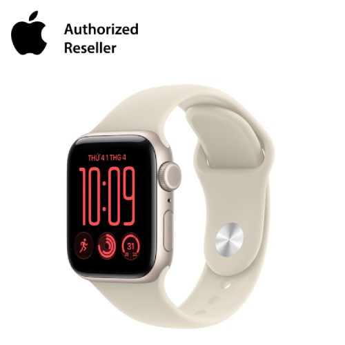 Apple Watch SE 3 2025 40mm LTE - Viền nhôm, Dây Đeo Thể Thao Size M/L ánh sao dây be cát