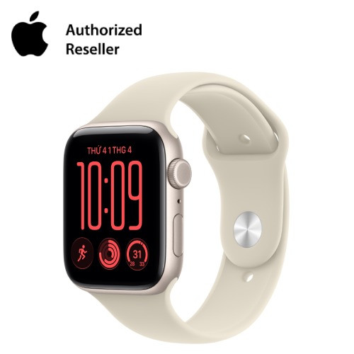 Apple Watch SE 3 2025 44mm LTE - Viền nhôm, Dây Đeo Thể Thao Size S/M ánh sao dây be cát