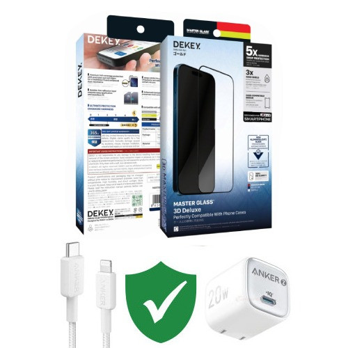 Combo VIP iPhone 12/12 Pro cũ (Cốc 20W+Cáp C to L ANKER+Dán DEKEY+VIP 1 đổi 1 12 Tháng)