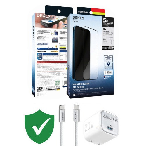 Combo VIP iPhone 15 Pro Max cũ (Cốc 20W+Cáp C to C ANKER+Dán DEKEY+VIP 1 đổi 1 12 Tháng)