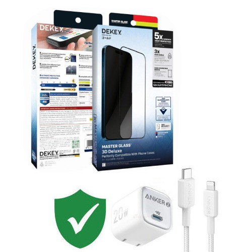 Combo VIP iPhone 14 cũ (Cốc 20W+Cáp C to L ANKER+Dán DEKEY+VIP 1 đổi 1 12 Tháng)