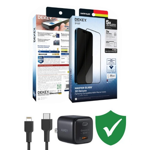 Combo VIP iPhone 12/12 Pro cũ (Cốc 20W+Cáp C to L Aukey+Dán DEKEY+VIP 1 đổi 1 12 Tháng)