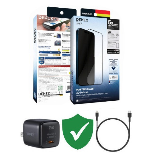 Combo VIP iPhone 14 Pro cũ (Cốc 20W+Cáp C to L Aukey+Dán DEKEY+VIP 1 đổi 1 12 Tháng)
