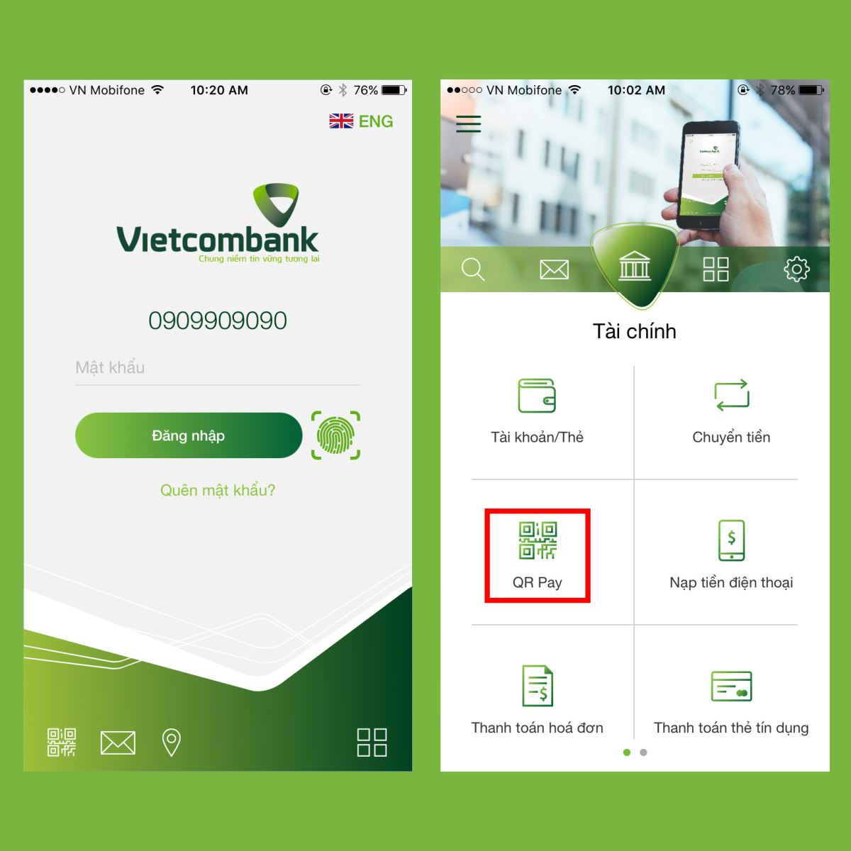 xuat hien giao dien ngan hang dien tu vietcombank gia