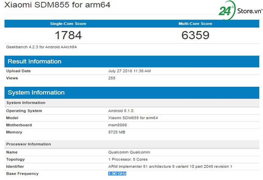 xiaomi dung chip snapdragon 855 lan dau xuat hien tren geekbench 