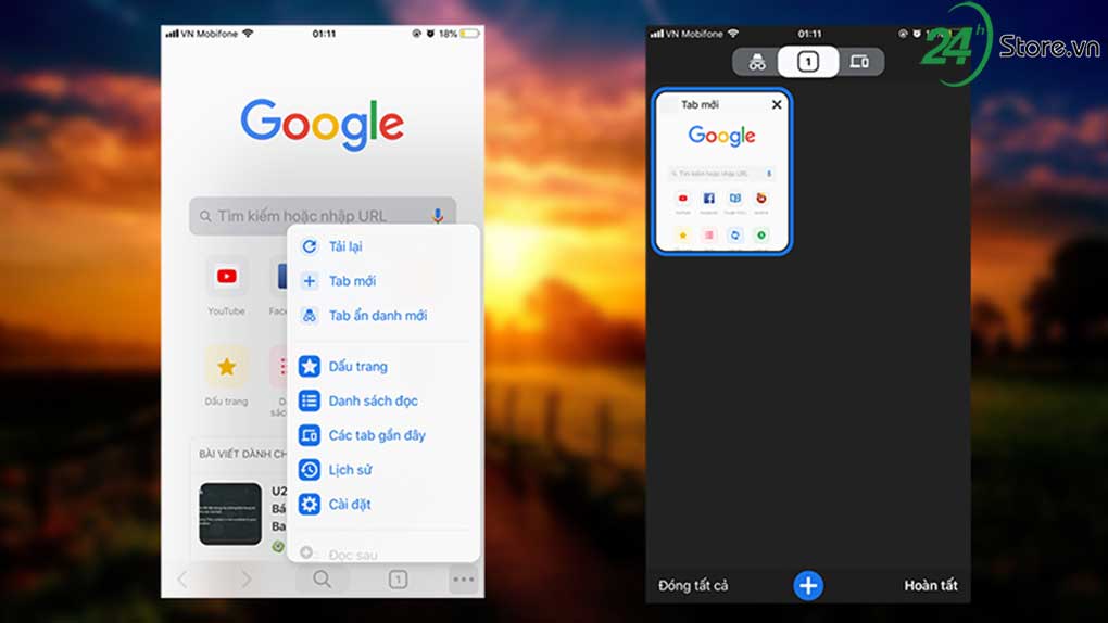 kich hoat giao dien moi cua trinh duyet chrome tren iphone ipad 4