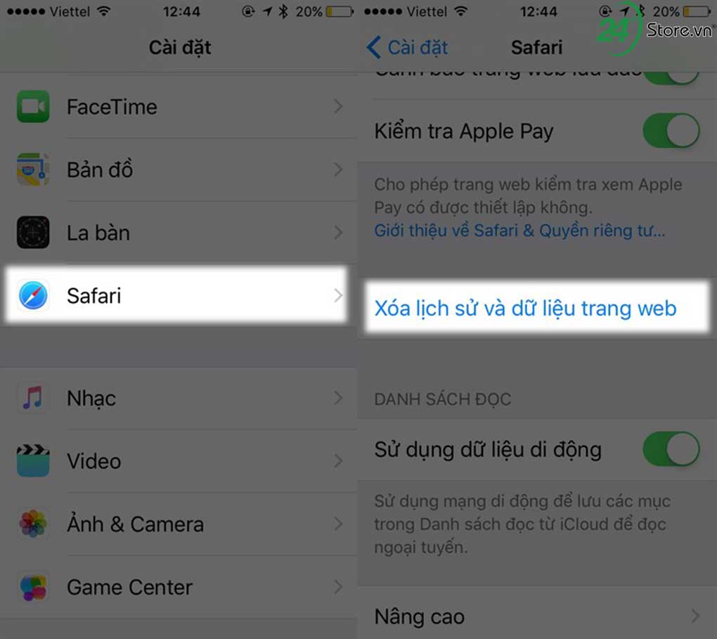 Xóa thủ công Cache trong Safari hỗ trợ tăng dung lượng iPhone Xóa thủ công Cache trong Safari hỗ trợ tăng dung lượng iPhone