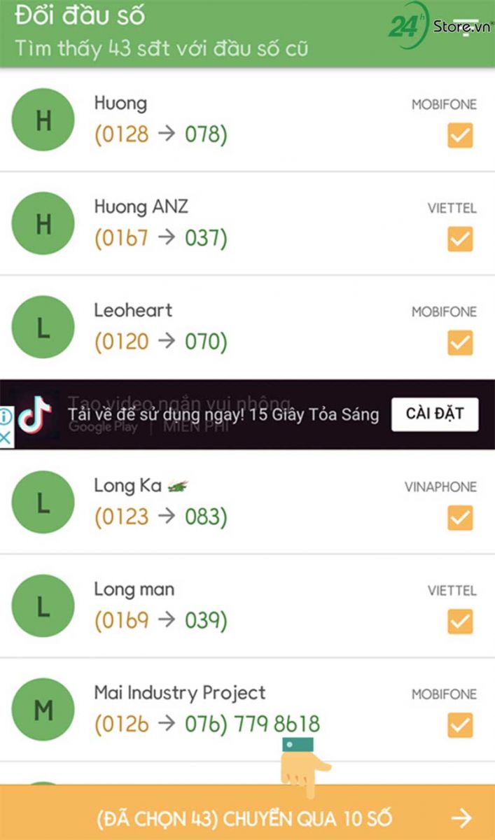 Đã có ứng dụng chuyển danh bạ 11 số thành 10 số tự động chuyen danh ba 11 so thanh 10 so cuc don gian
