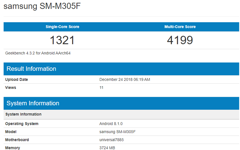 lo dien thong so ky thuat cua galaxy m30 tren geekbench