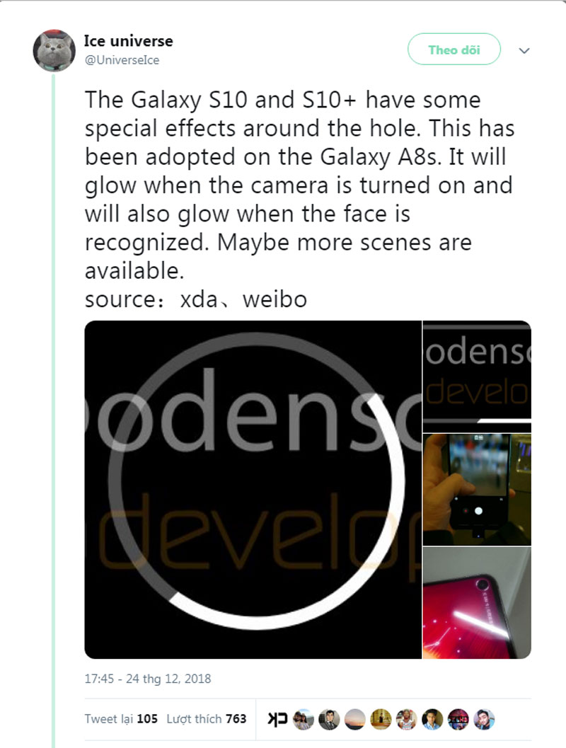 Galaxy S10 ấn tượng với thiết kế phát sáng quanh camera selfie galaxy s10 plus uu ai duoc trang bi thiet ke phat sang quanh camera selfie