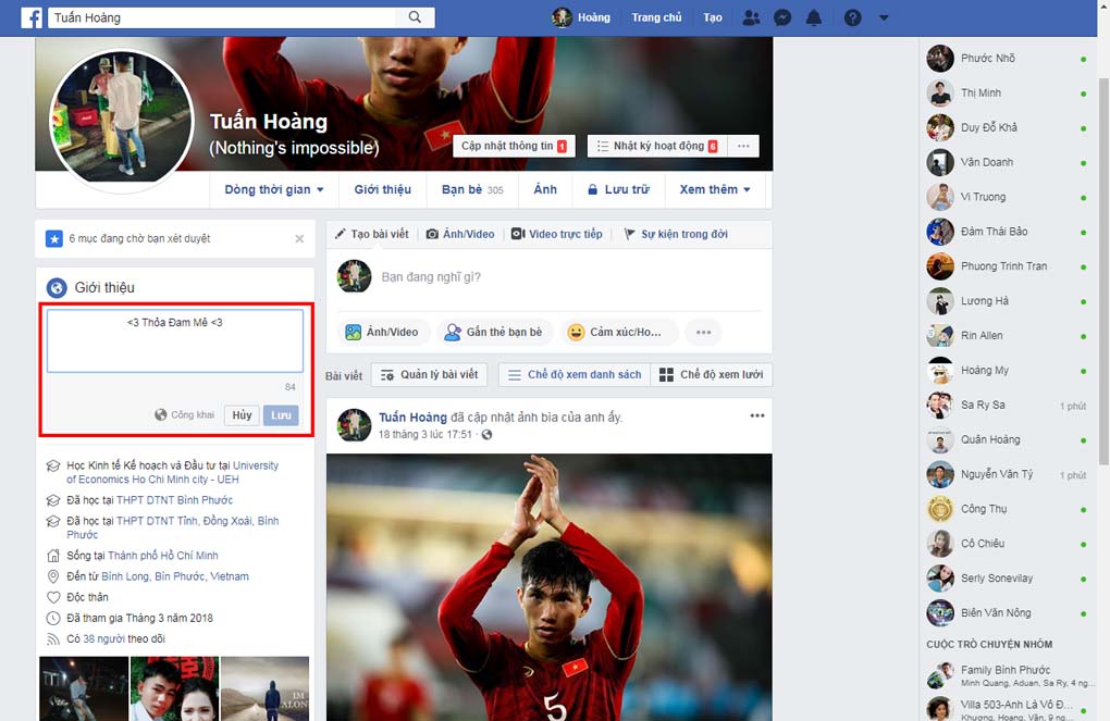 tiểu sử facebook