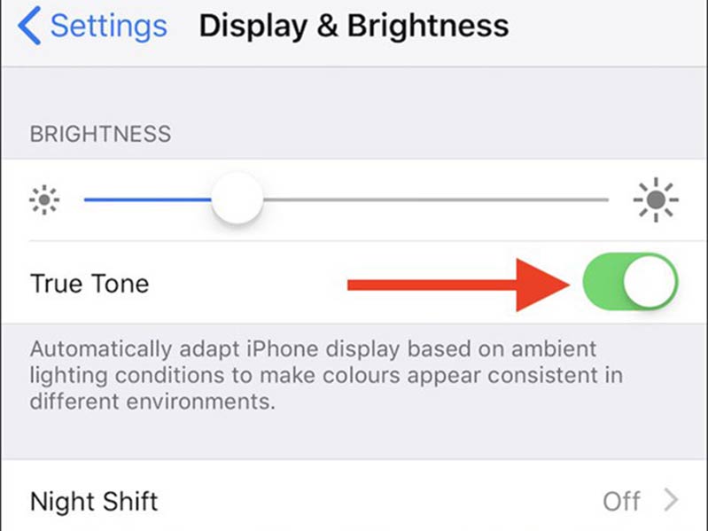 Cách bật/tắt công nghệ True Tone