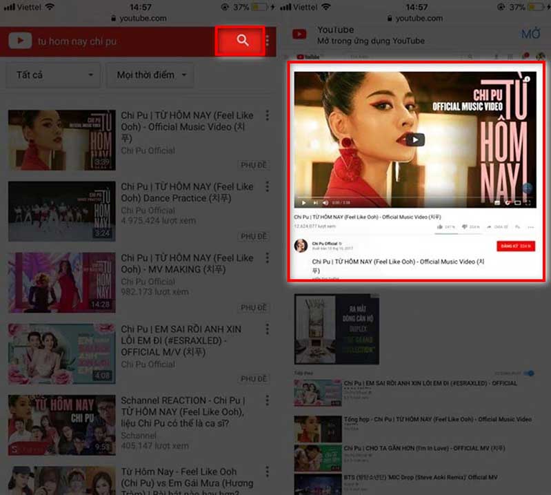 Cách 1: Sử dụng safari nghe nhac youtube iphone 2