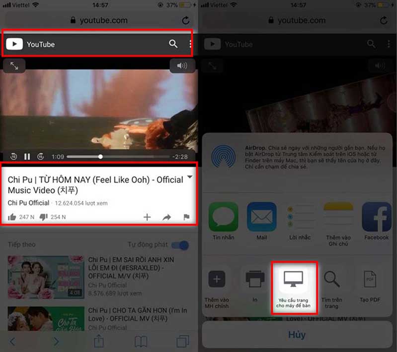 Cách 1: Sử dụng safari 1 nghe nhac youtube iphone 3