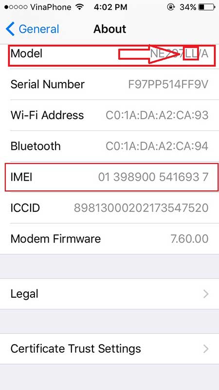 bang ma imei kiem tra xuat xu dien thoai iphone anh 7