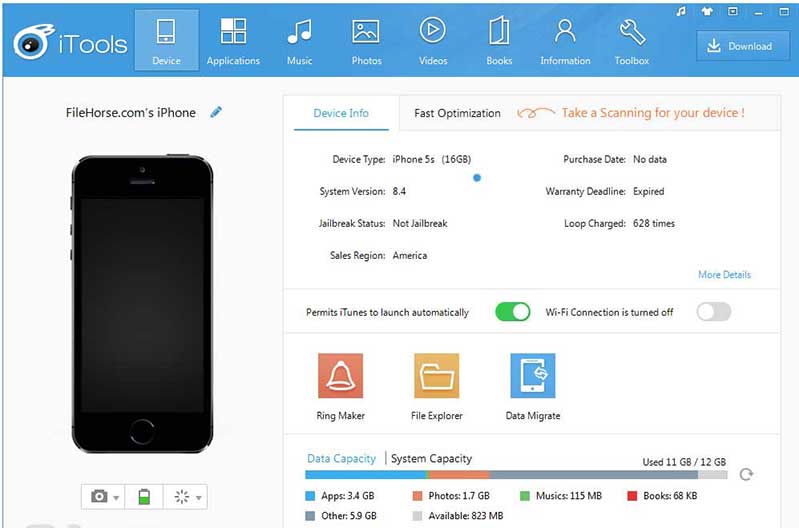 Hướng dẫn chi tiết cách sử dụng itools không cần itunes Thông số thông tin máy và pin