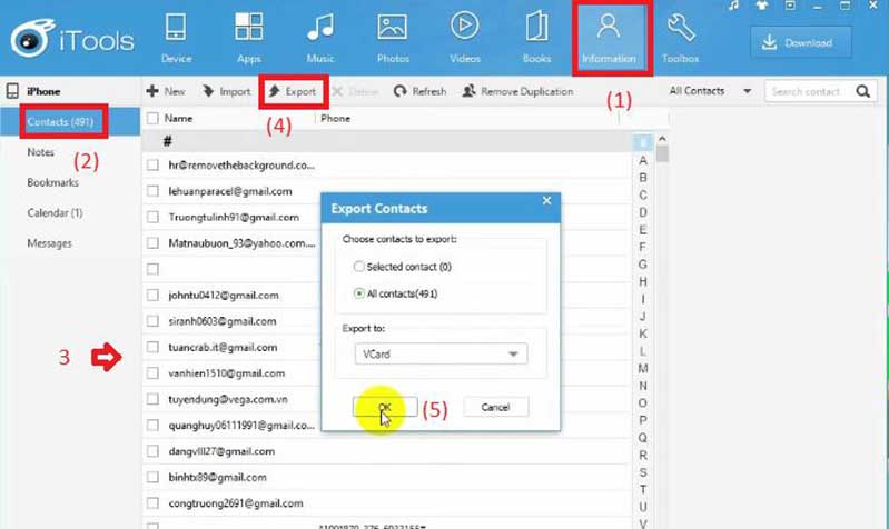 Hướng dẫn chi tiết cách sử dụng itools không cần itunes Sao lưu danh bạ