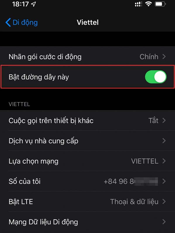 quản lý 2 Sim iPhone ở phiên bản iOS 13