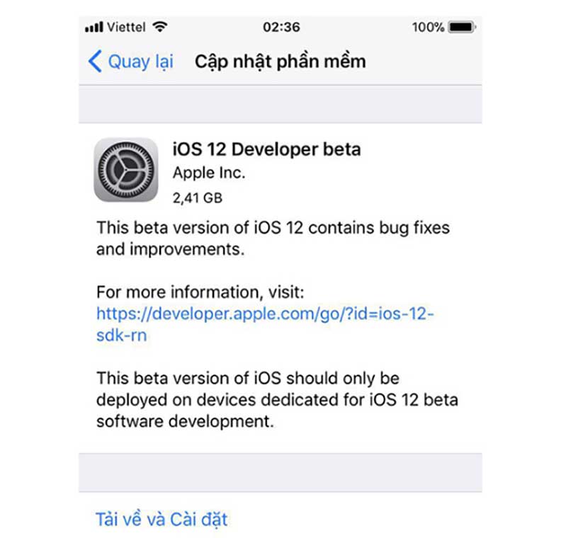 huong dan cap nhat ios 12 cuc ky don gian