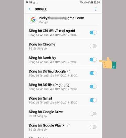 Chuyển danh bạ từ iPhone sang Android bằng Gmail