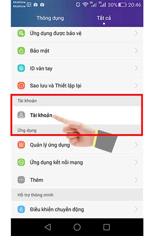 Truy cập vào Cài đặt để đăng nhập Gmail trên điện thoại