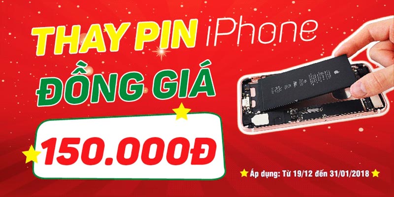 thay pin iphone dong gia 150k