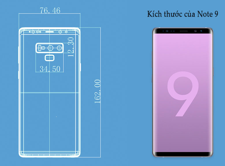 kích thước của note 9