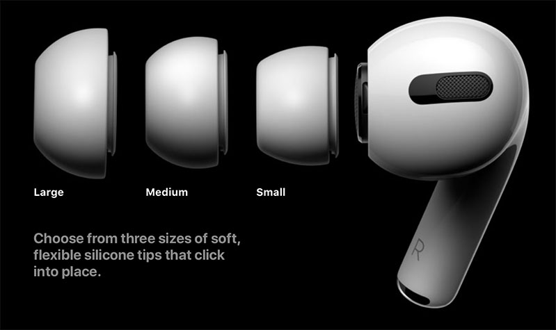 tùy chọn kích cỡ đầu cao su tai nghe AirPods Pro