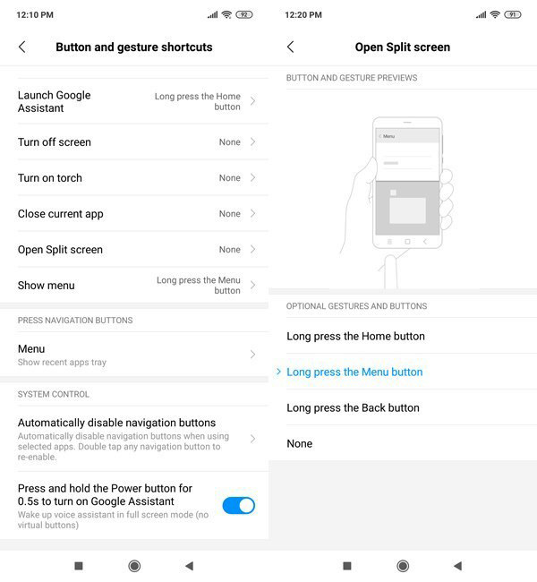 phím tắt cử chỉ của redmi note 7 pro thiết lập phím tắt cử chỉ