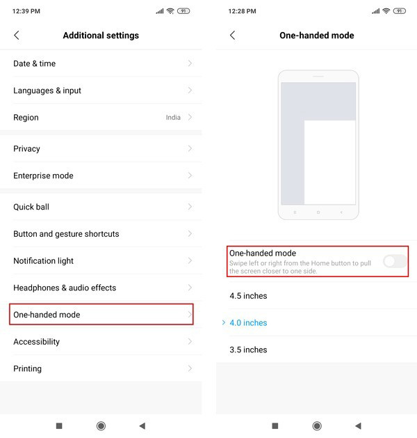 chế độ một tay trên redmi note 7 pro thiết lập chế độ một tay