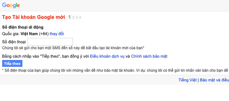 Truy cập vào địa chỉ: accounts.google.com/signupmobile để tạo tài khoản