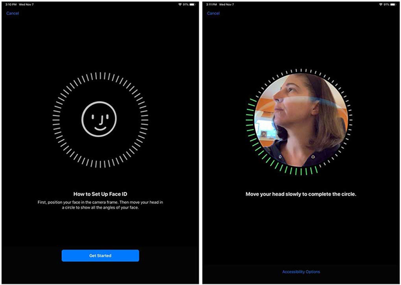 chọn ngay Started để bắt đầu thiết lập FaceID