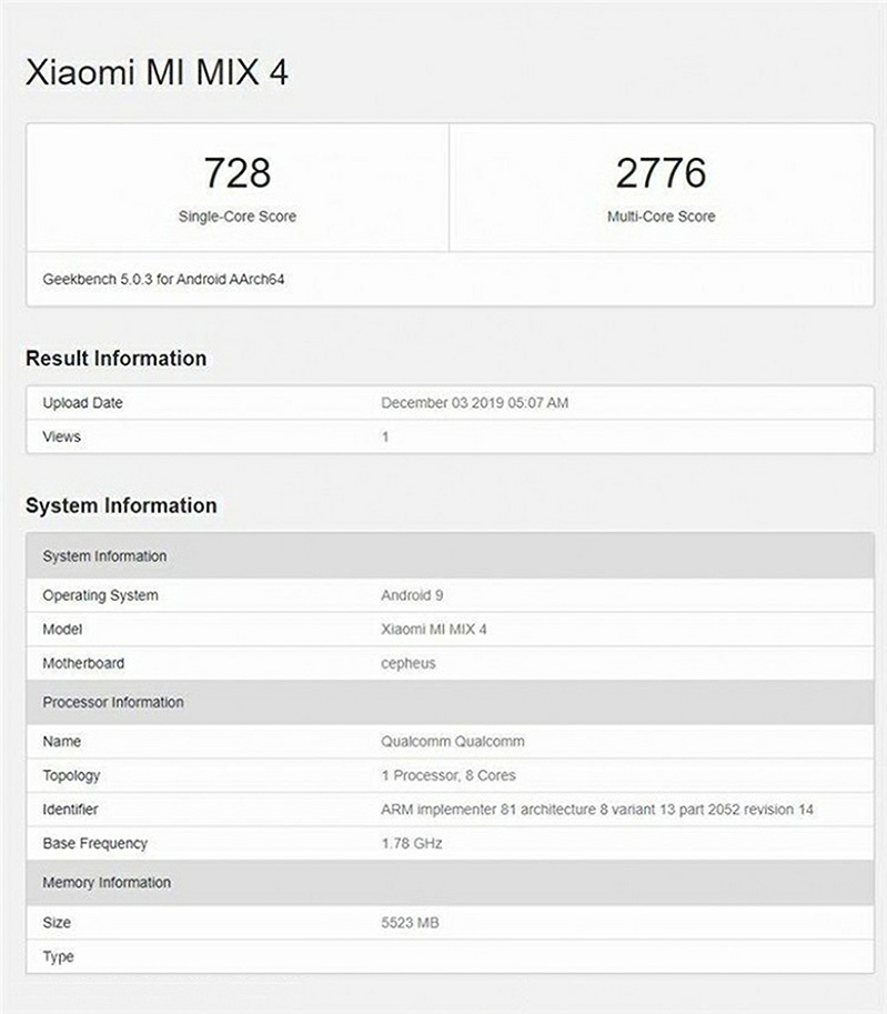 thông số cấu hình của mi mix 4