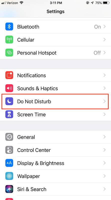 Cài đặt chế độ không làm phiền trên iPhone