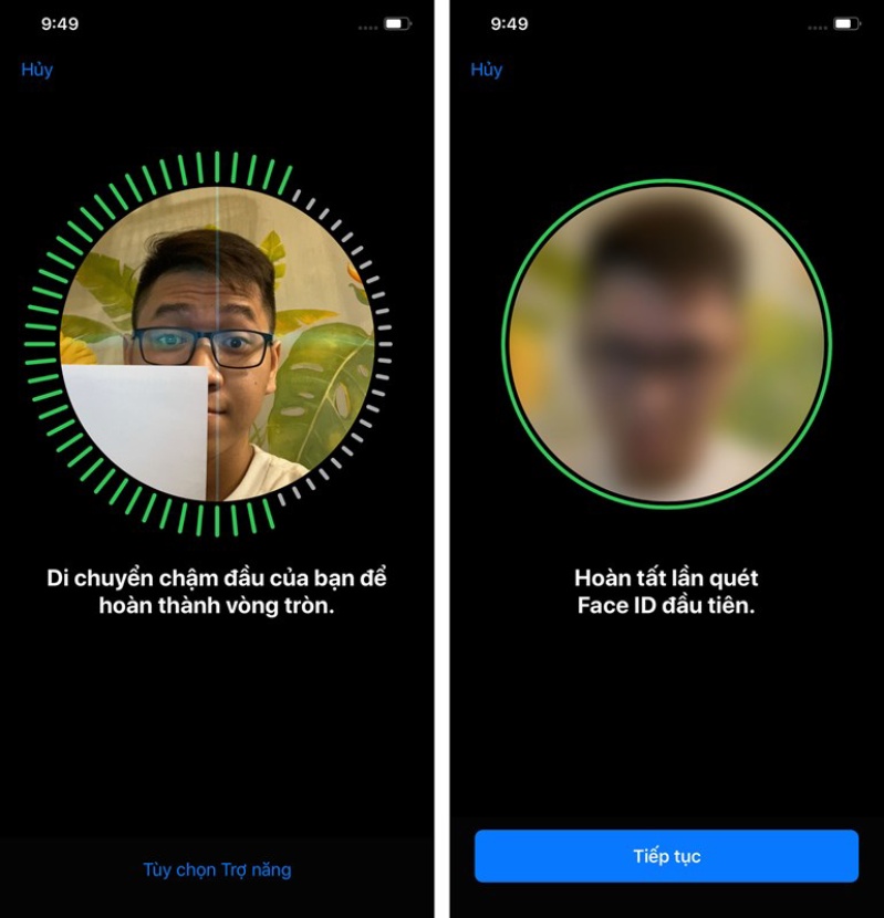 Lần quét Face ID thứ nhất